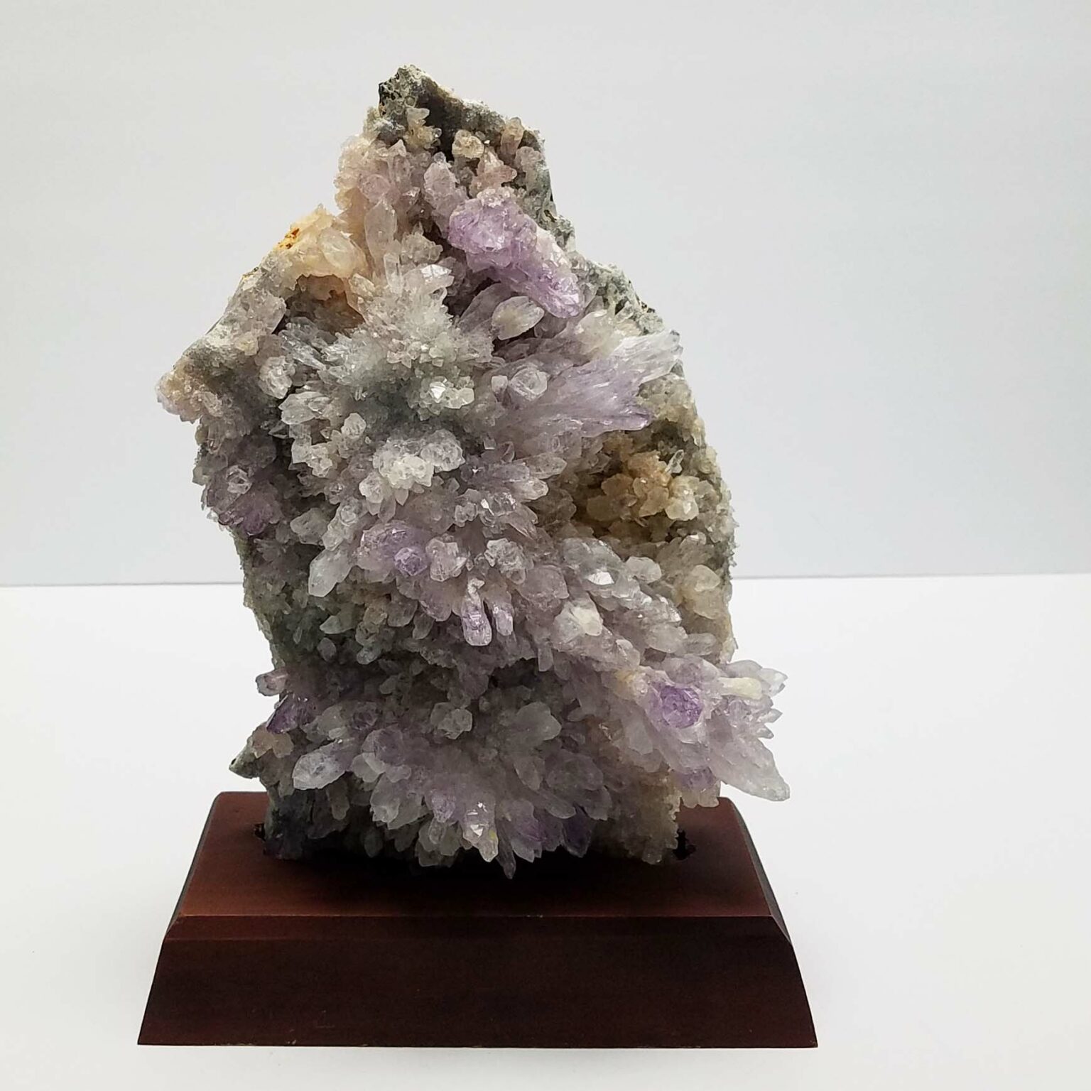 Amethyst Flowers on Wood Base