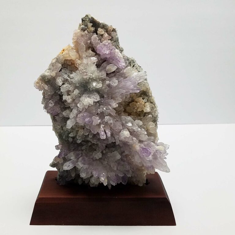 Amethyst Flowers on Wood Base