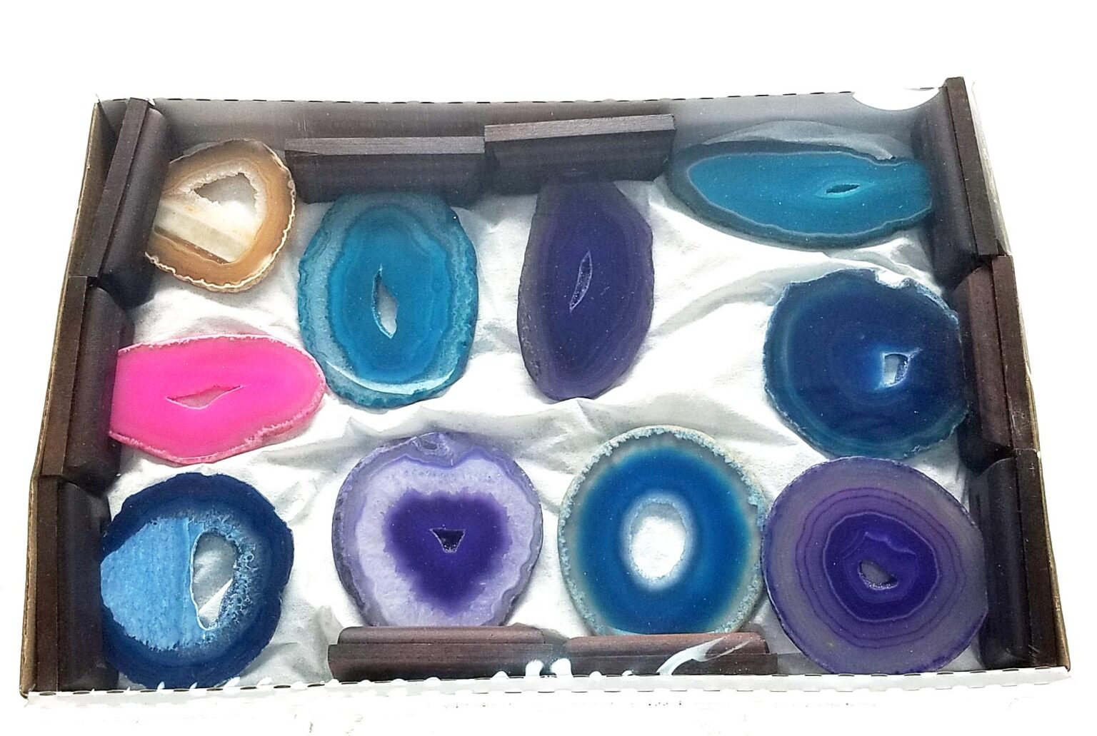 #1 Agate Thin Slices on Wood Base