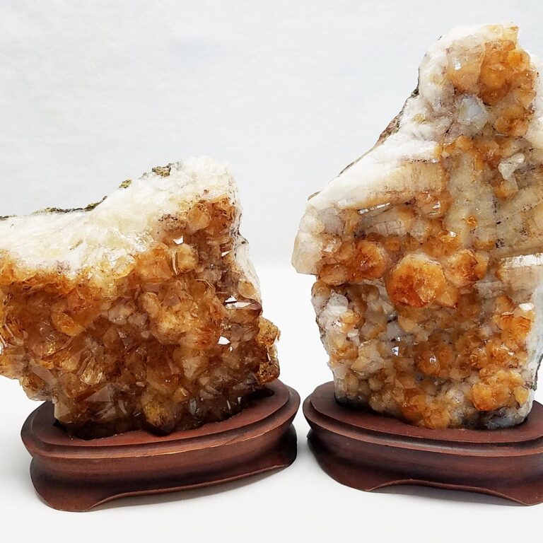 Citrine Clusters on Wood Base