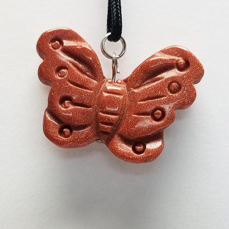 Carved Gemstone Necklace: Butterfly