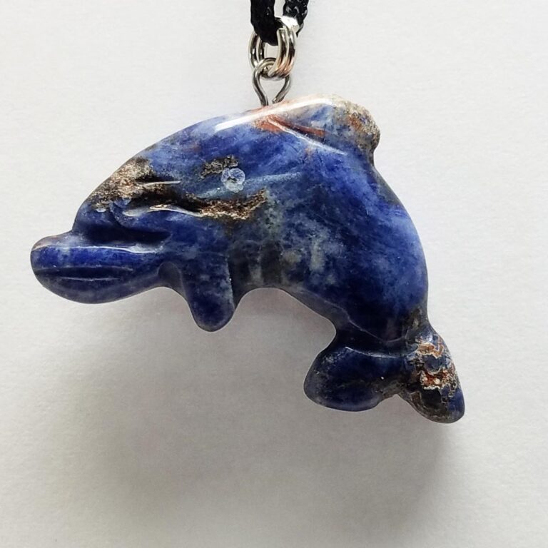 Carved Gemstone Necklace: Dolphin