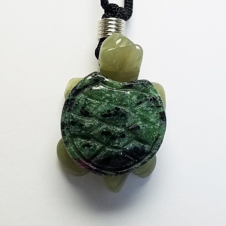 Carved Gemstone Necklace: Land Turtle