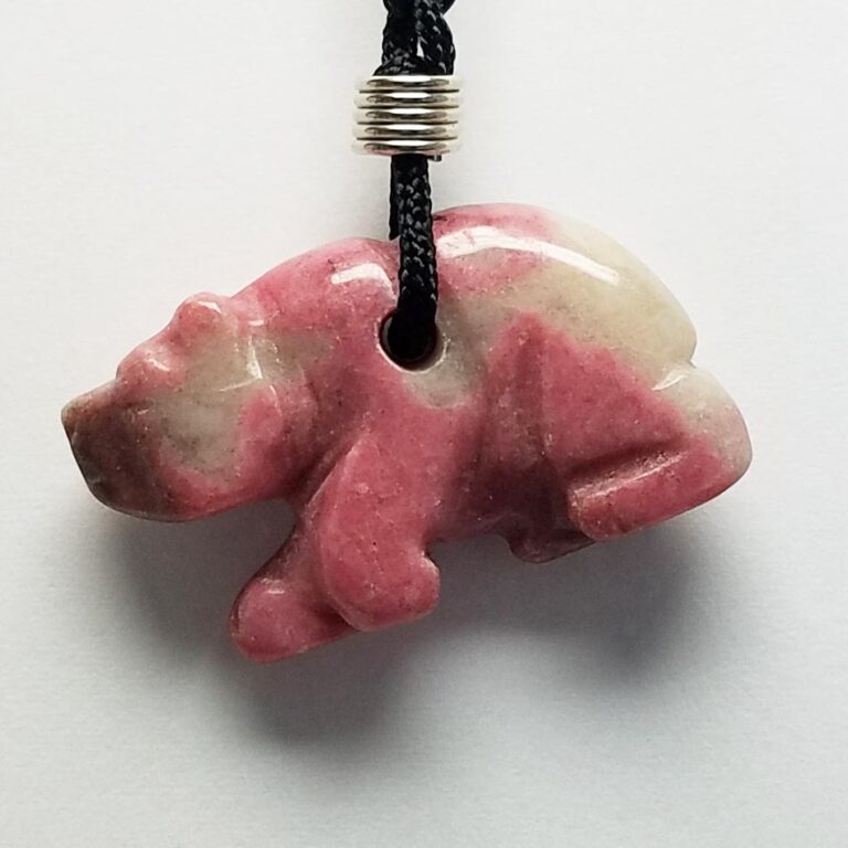 Carved Gemstone Necklace: Walking Bear