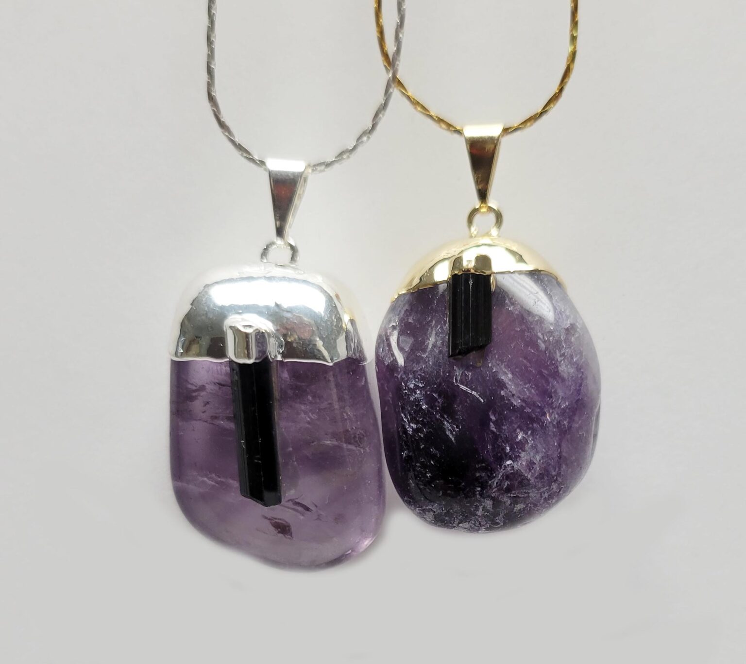 Plated Tumbled Crystal w/ Tourmaline