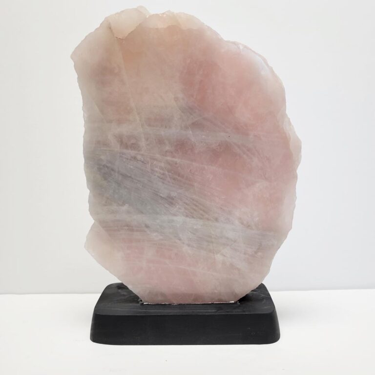 Rose Quartz Slab on Wood Base