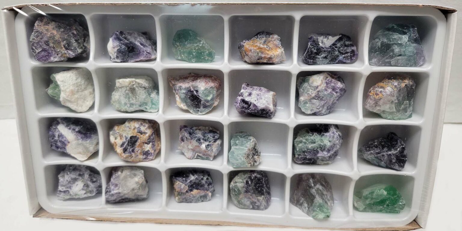 Rough Rainbow Fluorite Chunks Box