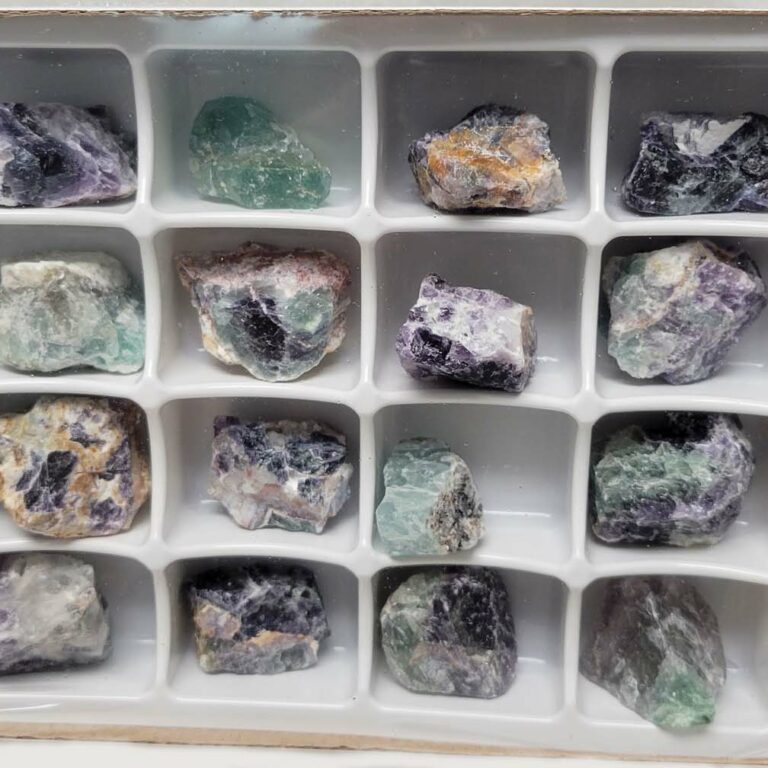 Rough Rainbow Fluorite Chunks Box