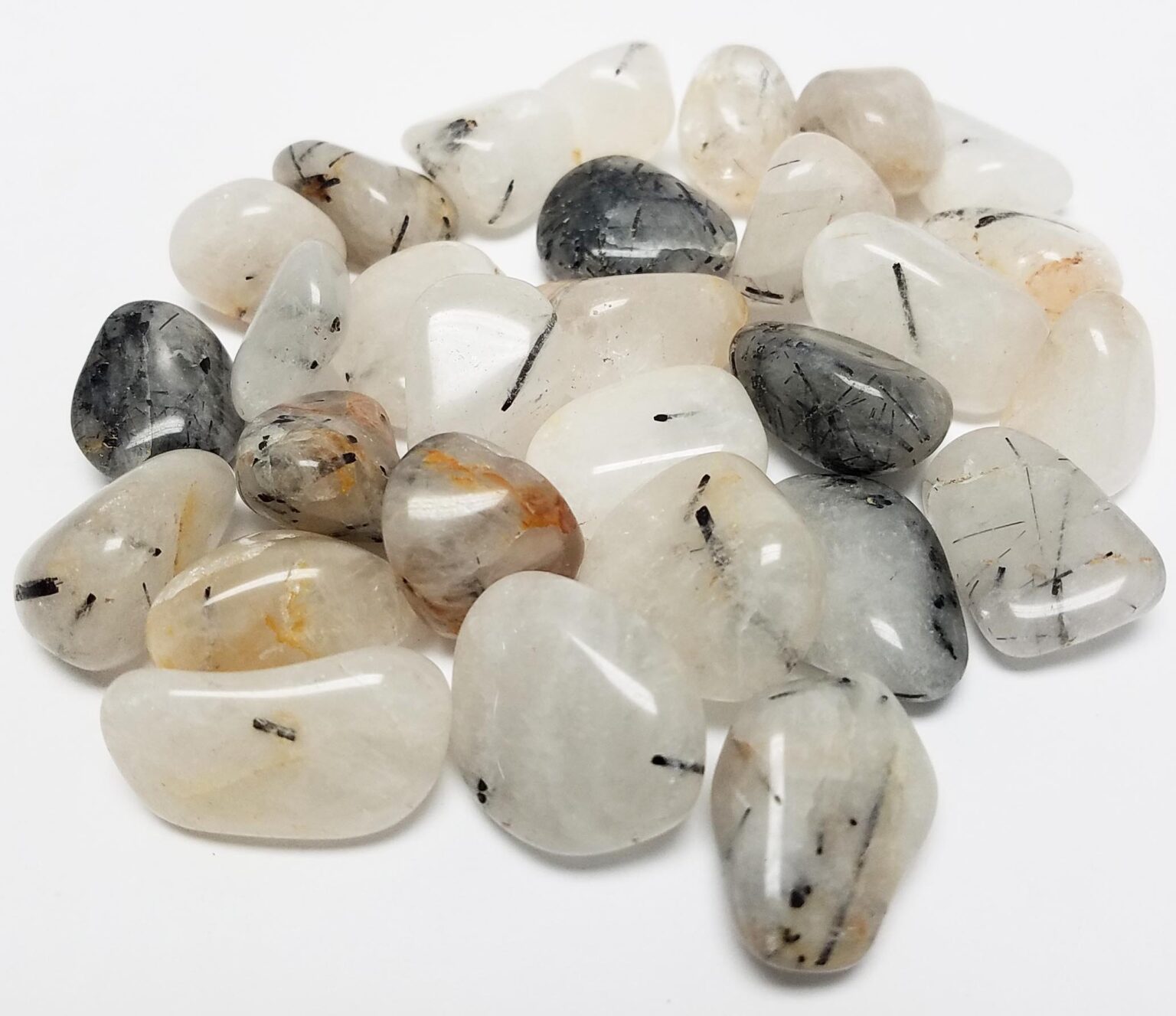 Tourmalated Quartz Tumbled Stone