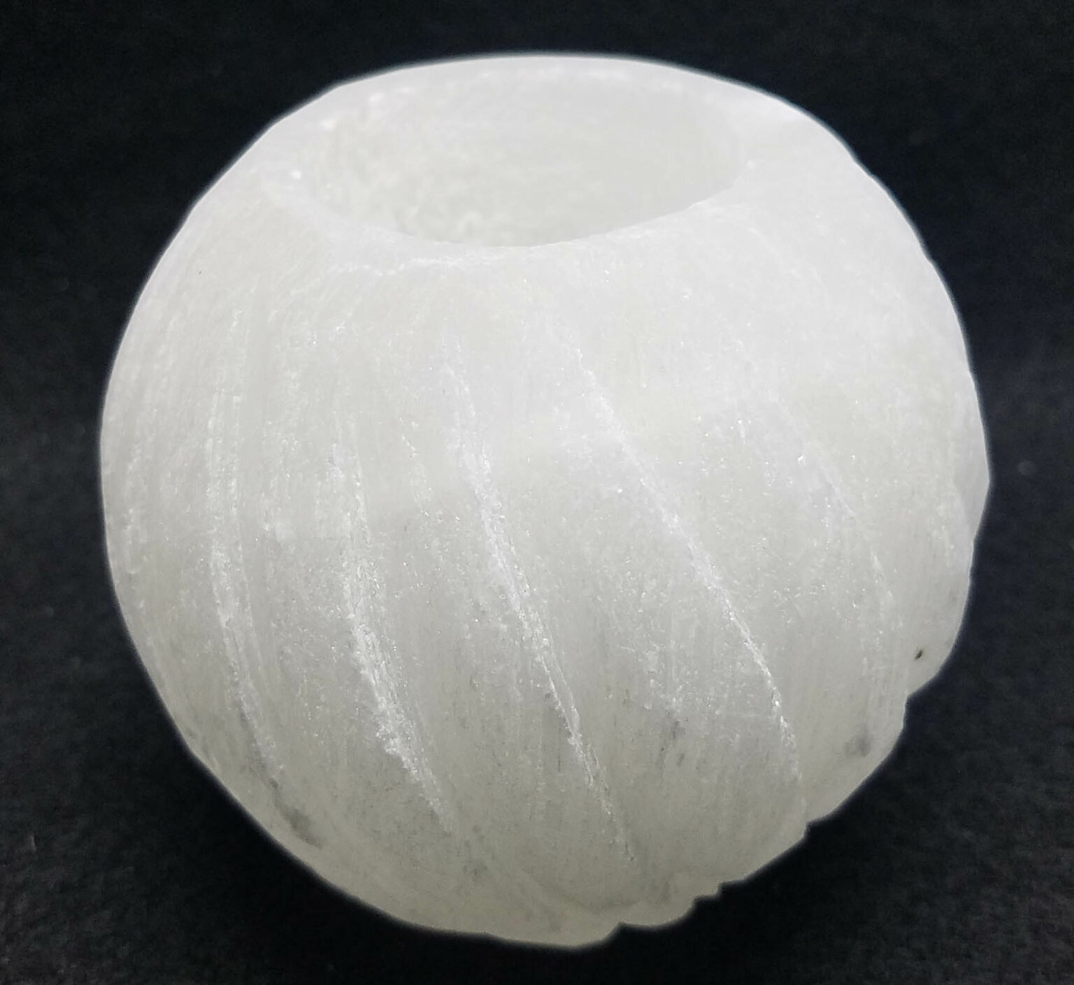 White Selenite Swirl Candleholder