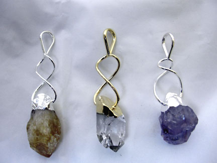 Gold or Silver Plated Spiral Stone Pendant