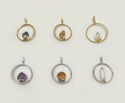 Plated Crystal in Circular Pendant