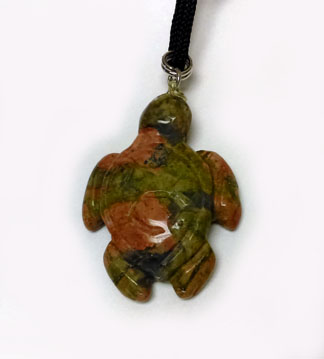 Carved Gemstone Necklace: Sea Turtle