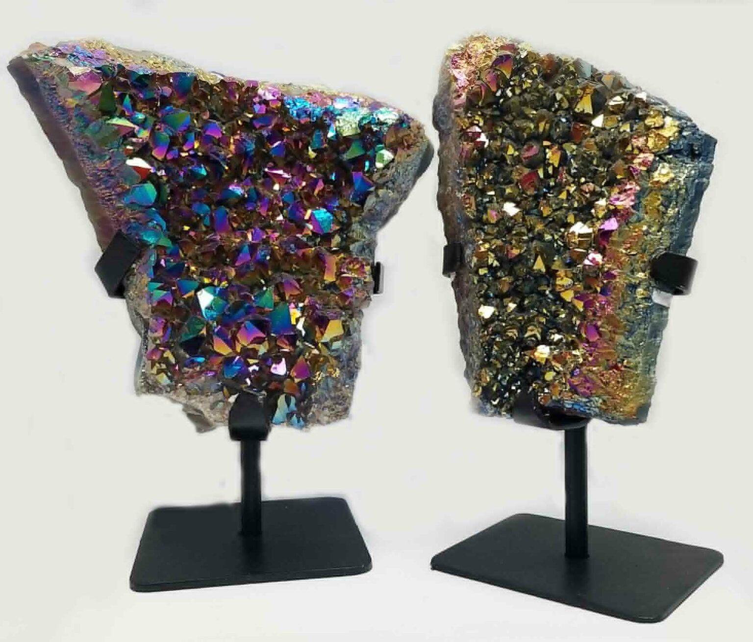 Rainbow Amethyst Cluster on Metal Stand