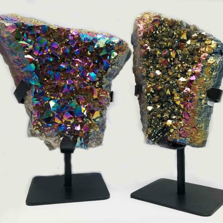 Rainbow Amethyst Cluster on Metal Stand