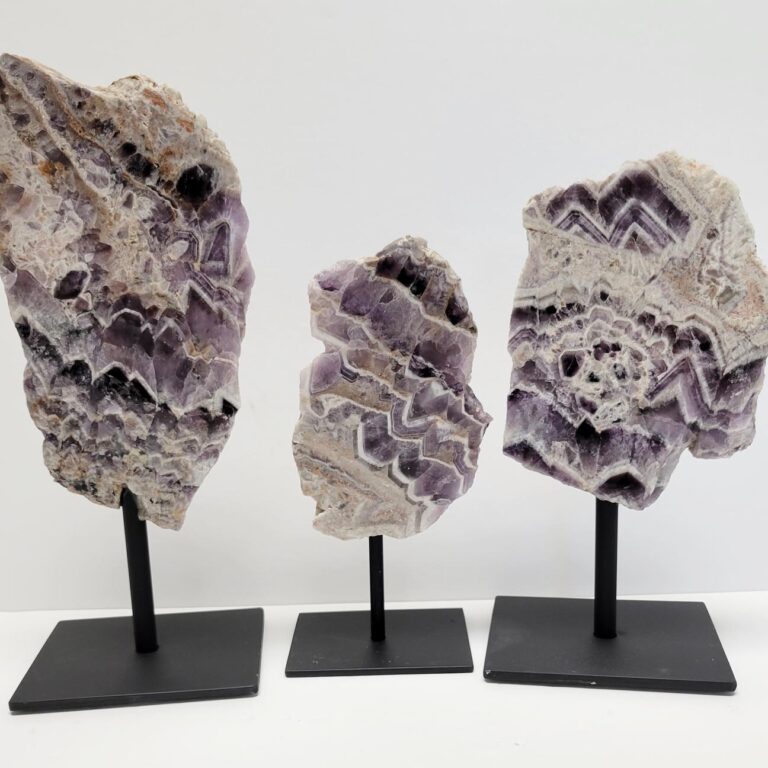 Chevron Amethyst on Metal Stand