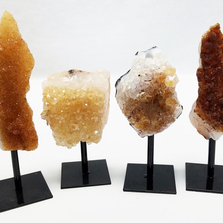 Unpolished Citrine Cluster on Metal Stand