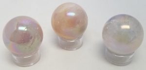 Polished Angel Aura Rose Quartz Sphere