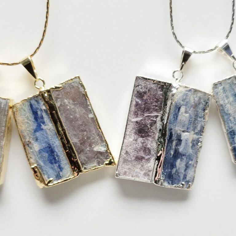 Blue Kyanite Pendant w/Lepidolite or Selenite