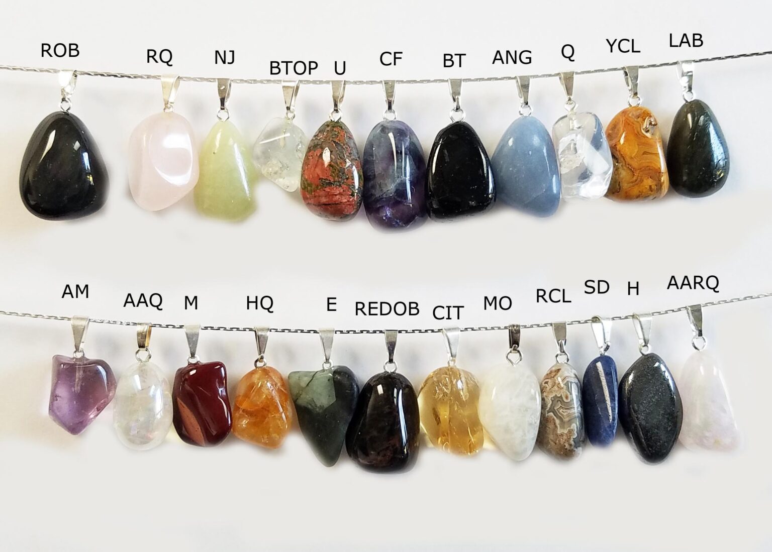 Silver Plated Tumbled Stone Pendants