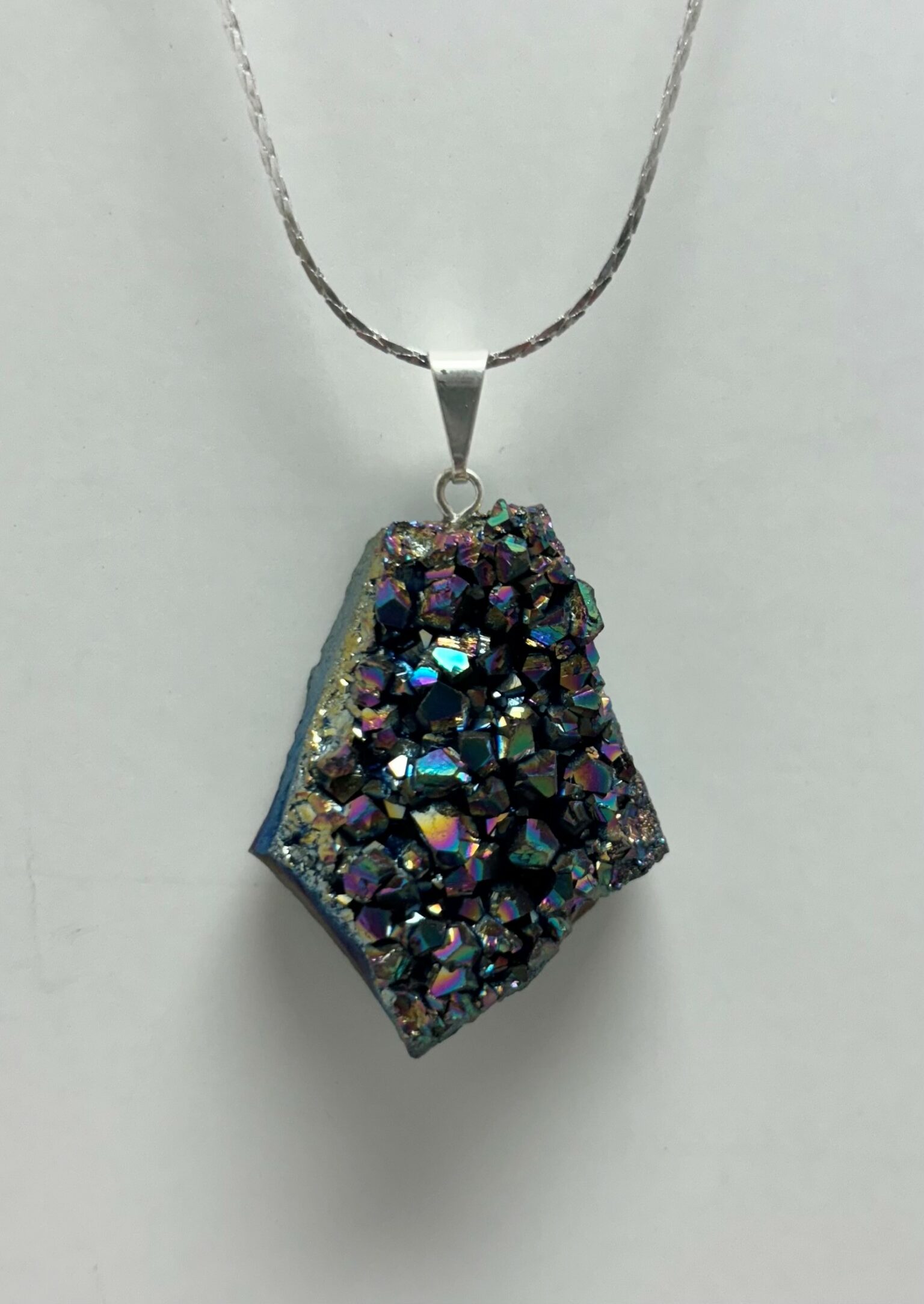Silver Plated Aura Amethyst Pendant