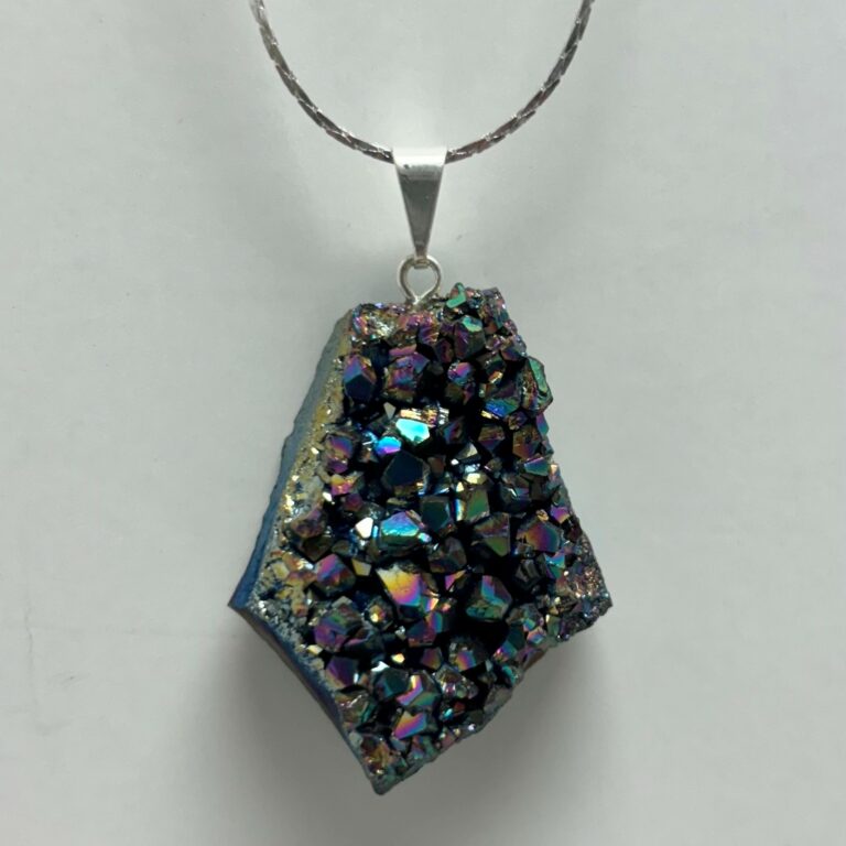 Silver Plated Aura Amethyst Pendant