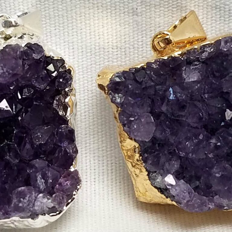 Plated Amethyst Cluster Pendant