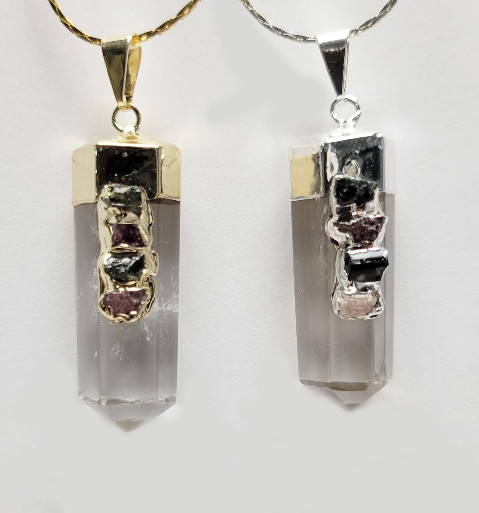Plated Quartz w/Tourmaline Pendant