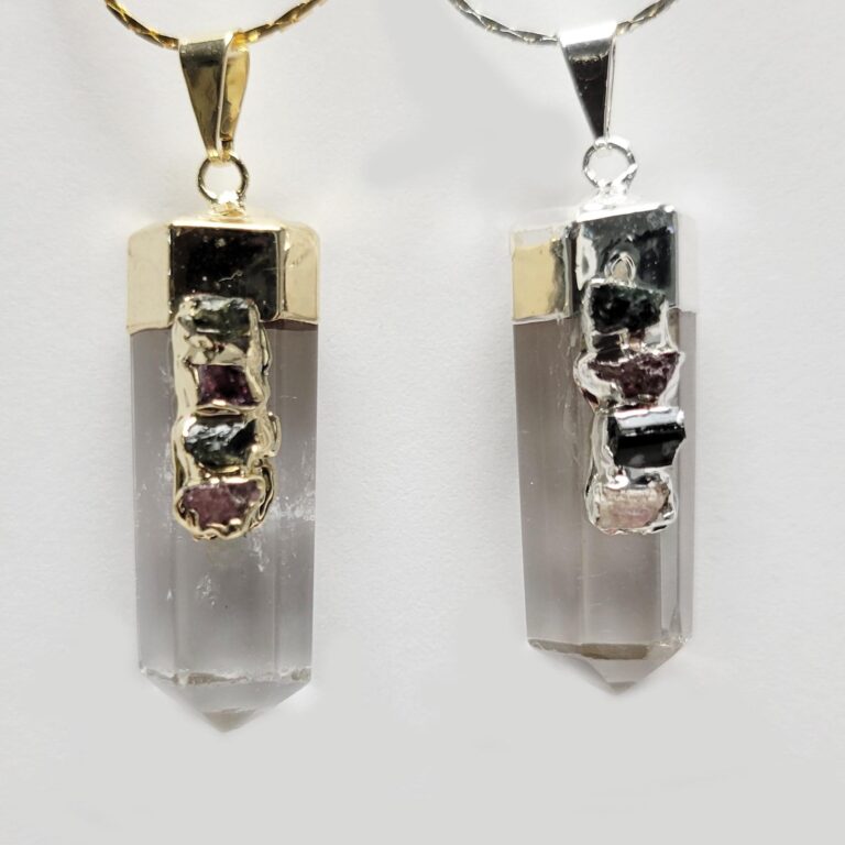 Plated Quartz w/Tourmaline Pendant