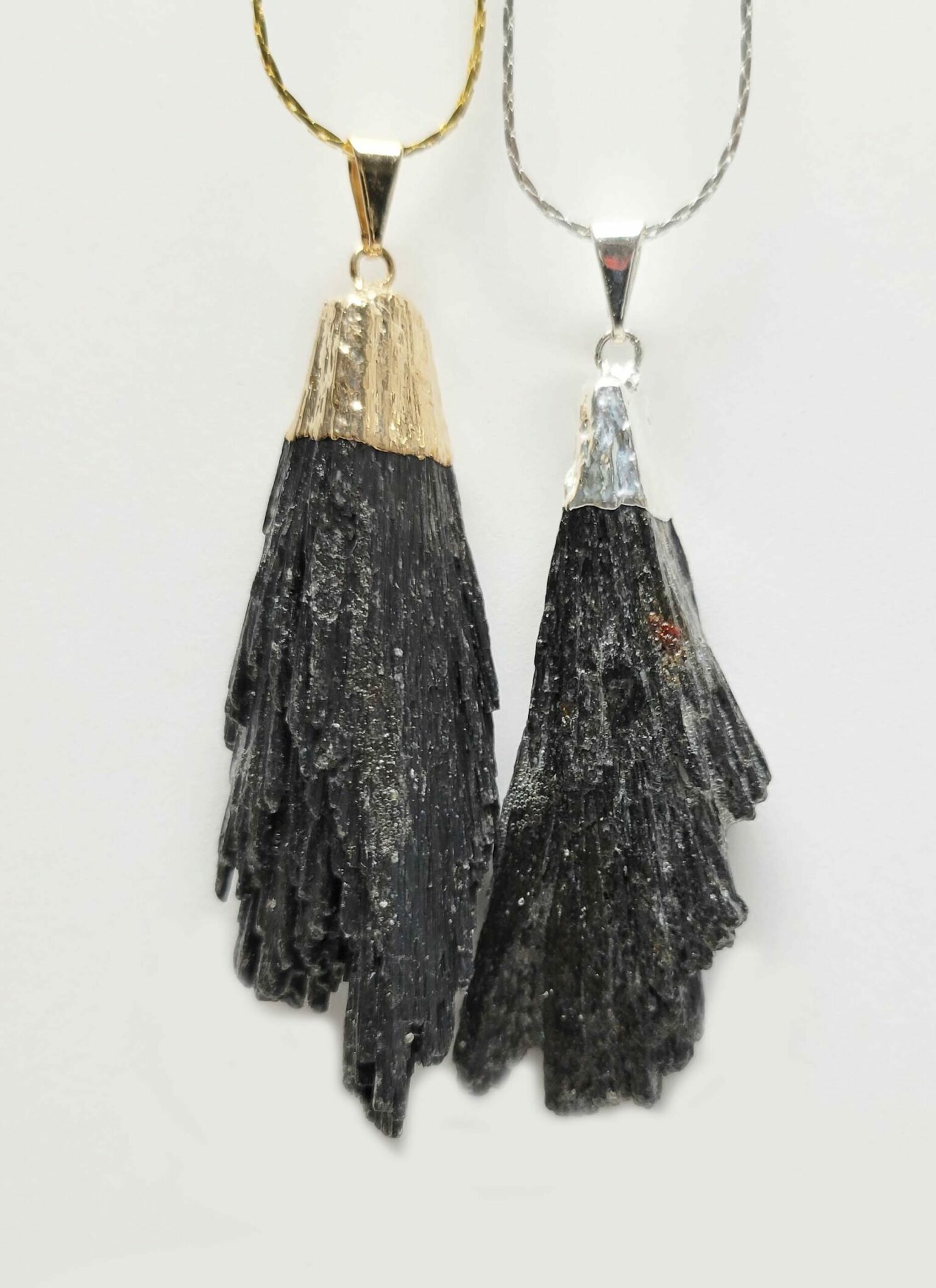 Plated Rough Black Kyanite Pendant