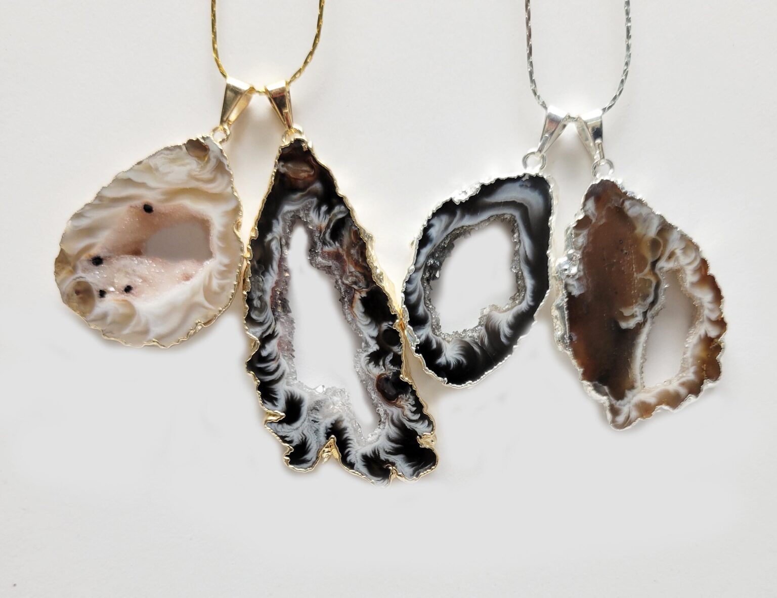 Plated Agate Geode Slice Pendant