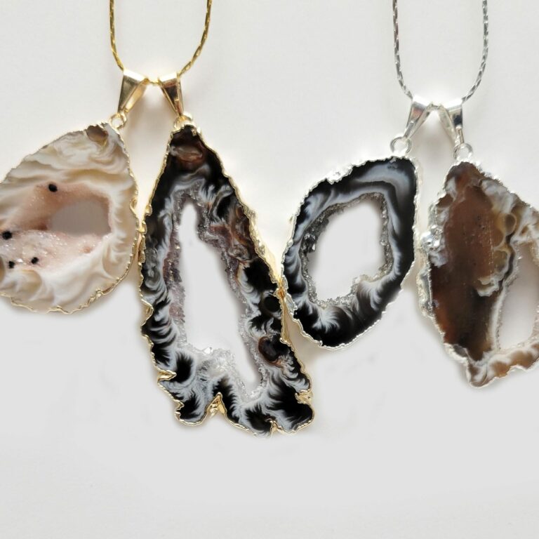 Plated Agate Geode Slice Pendant