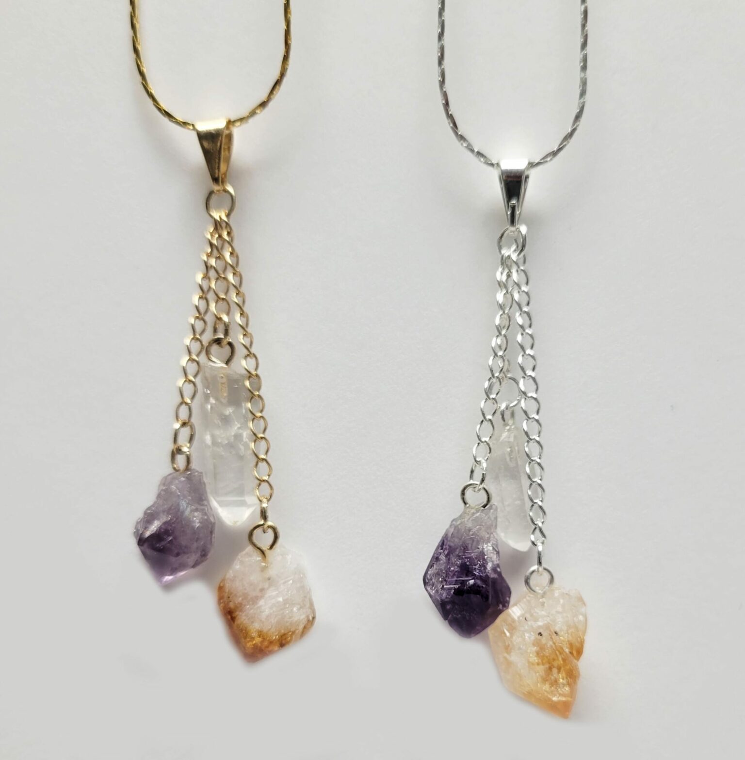 Plated Triple Crystal Point Dangle