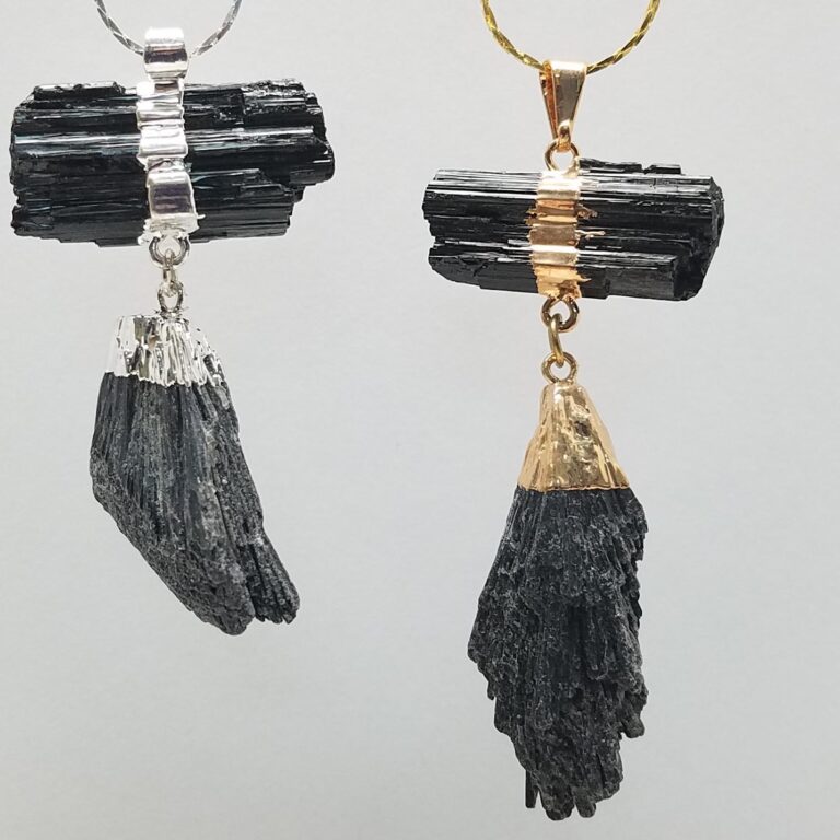 Plated Black Tourmaline and Black Kyanite