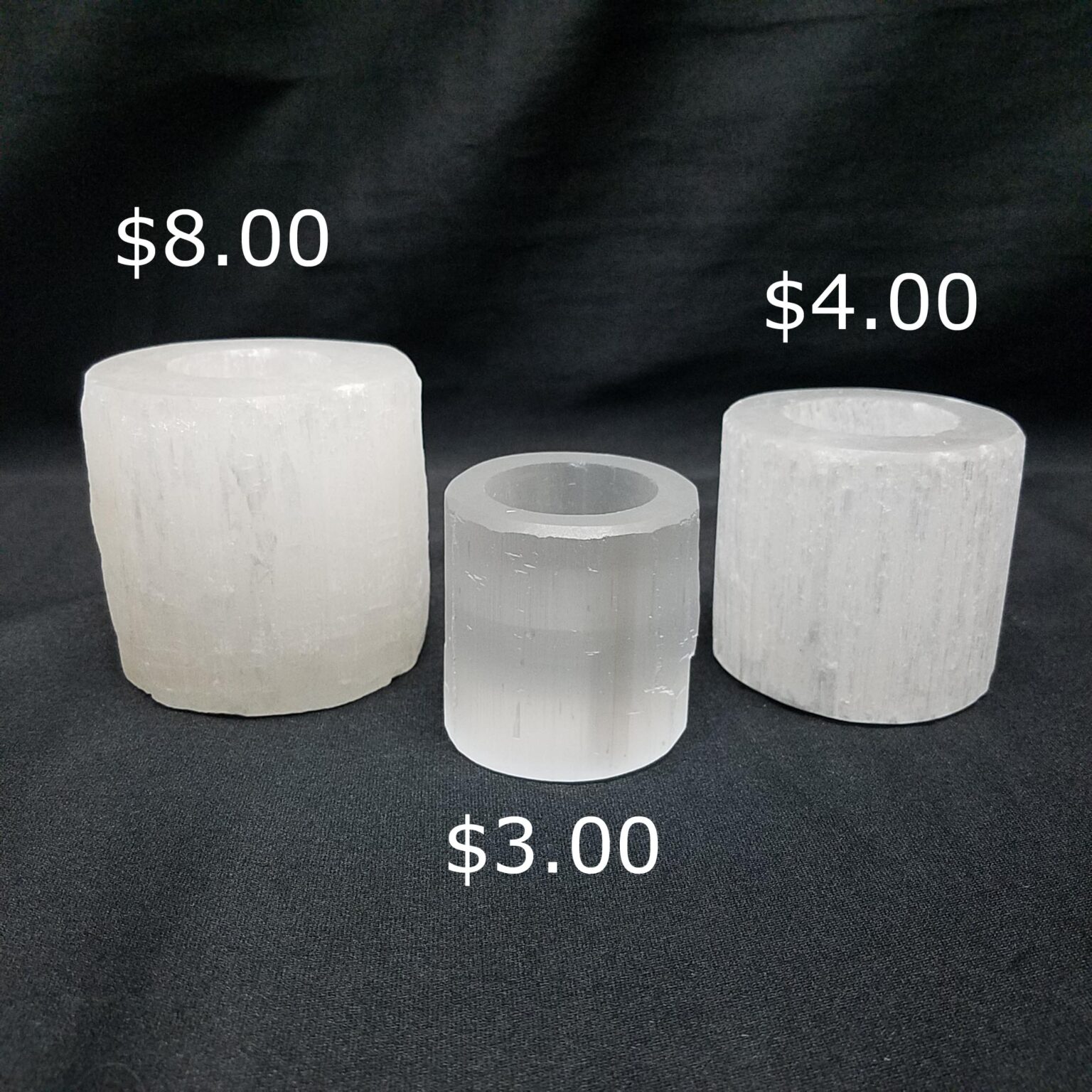 Candleholder, White Selenite, Round