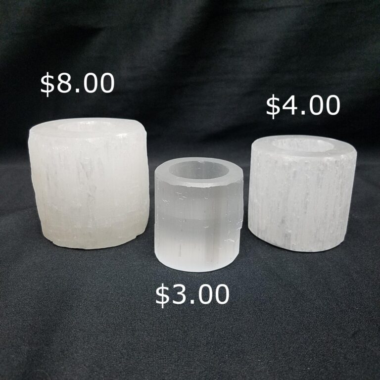 Candleholder, White Selenite, Round