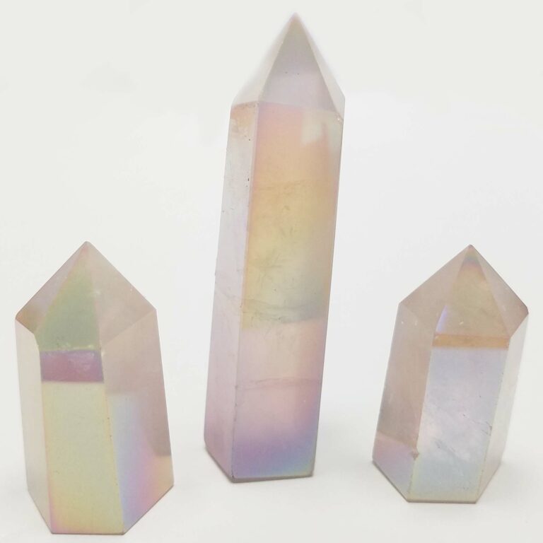 Polished Angel Aura Rose Quartz Points