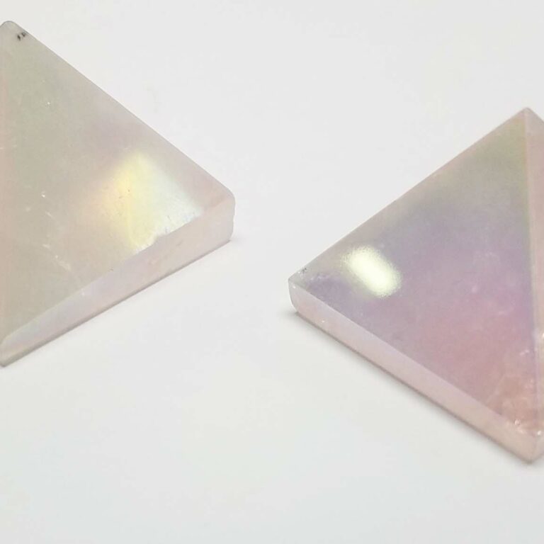 Polished Angel Aura Rose Quartz Pyramid