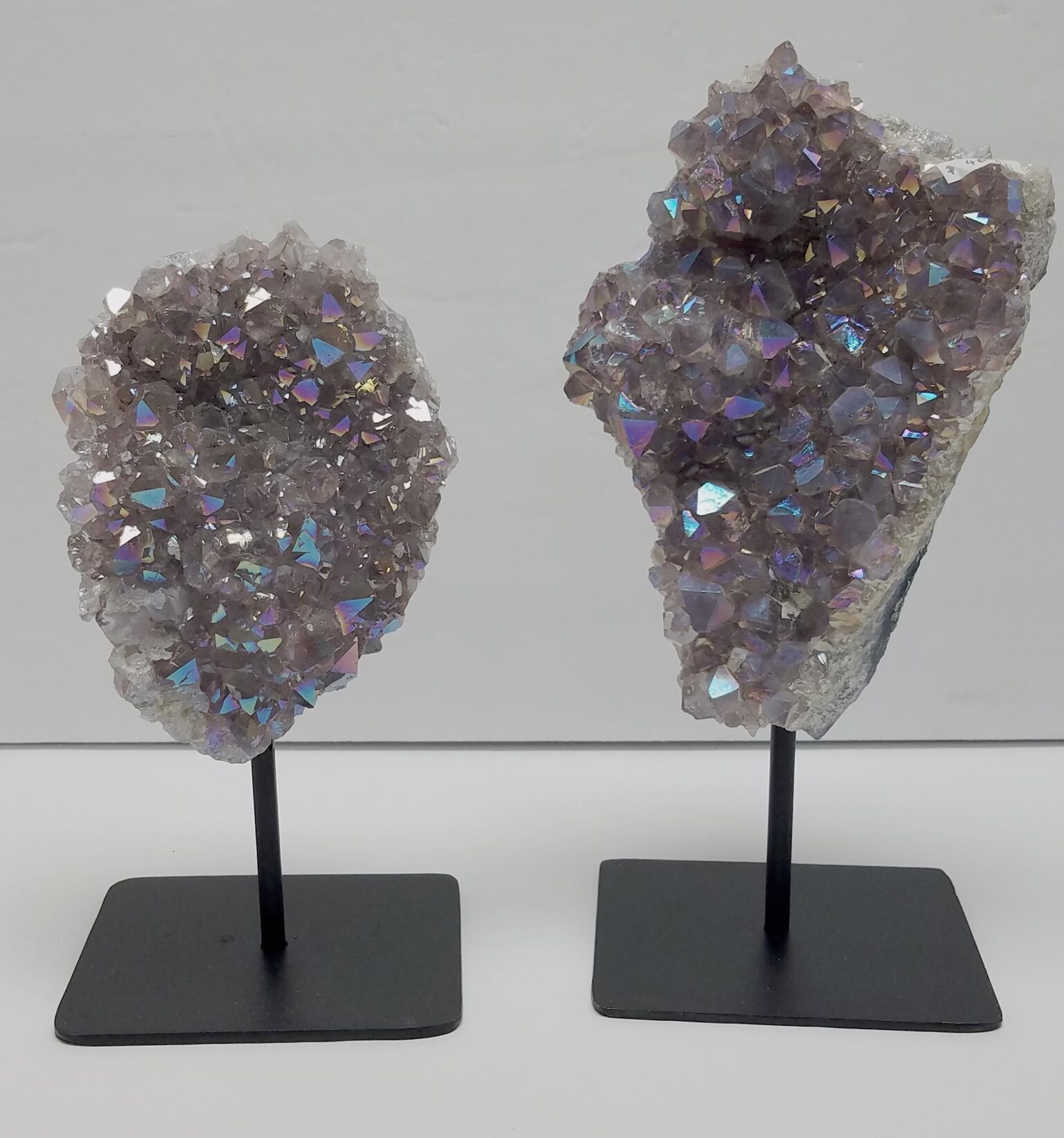 Angel Aura Amethyst Clusters on Metal Stand