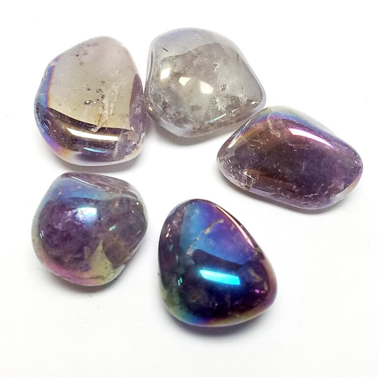 Polished Angel Aura Amethyst Pebbles