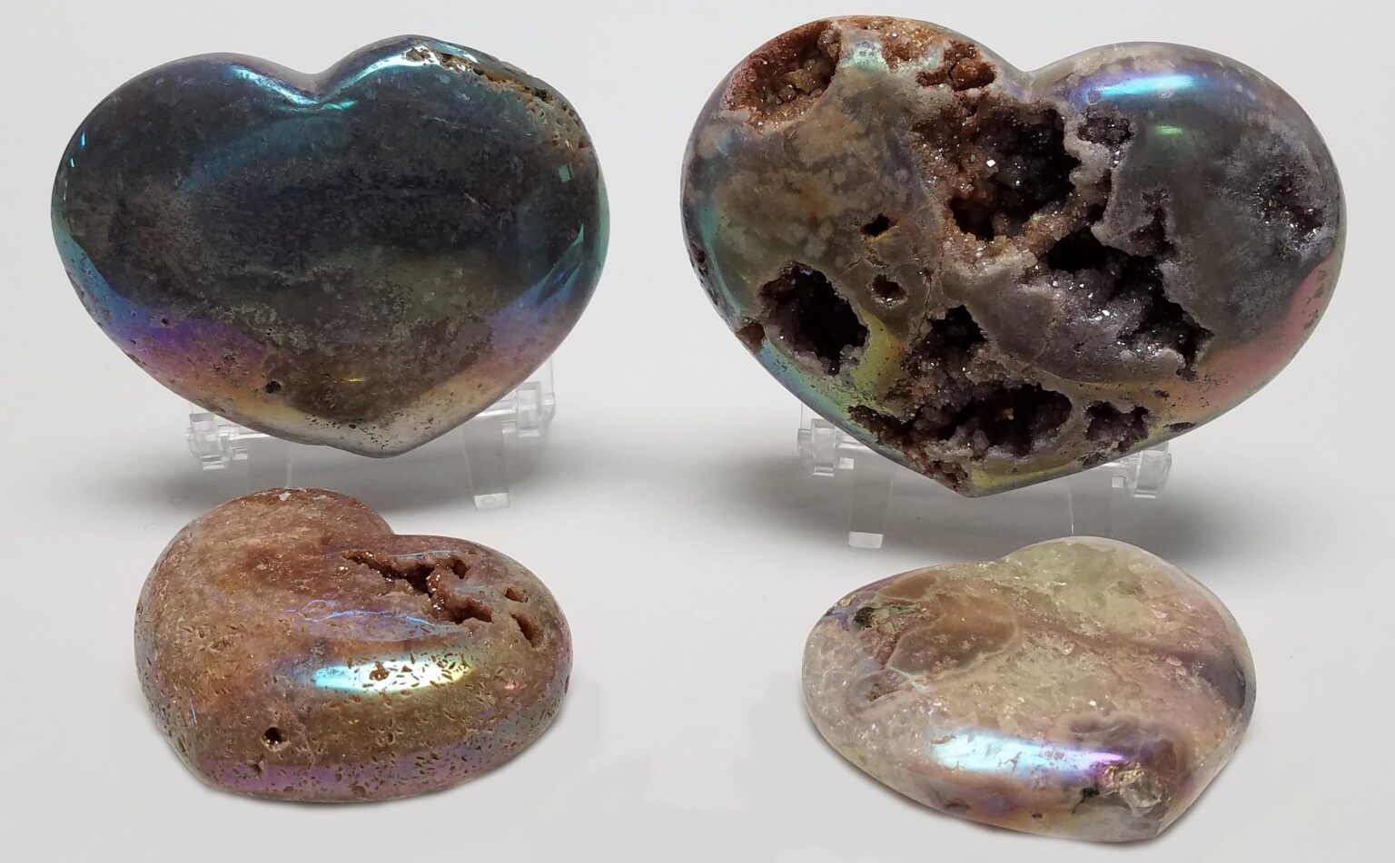 Polished Angel Aura Pink Amethyst Heart
