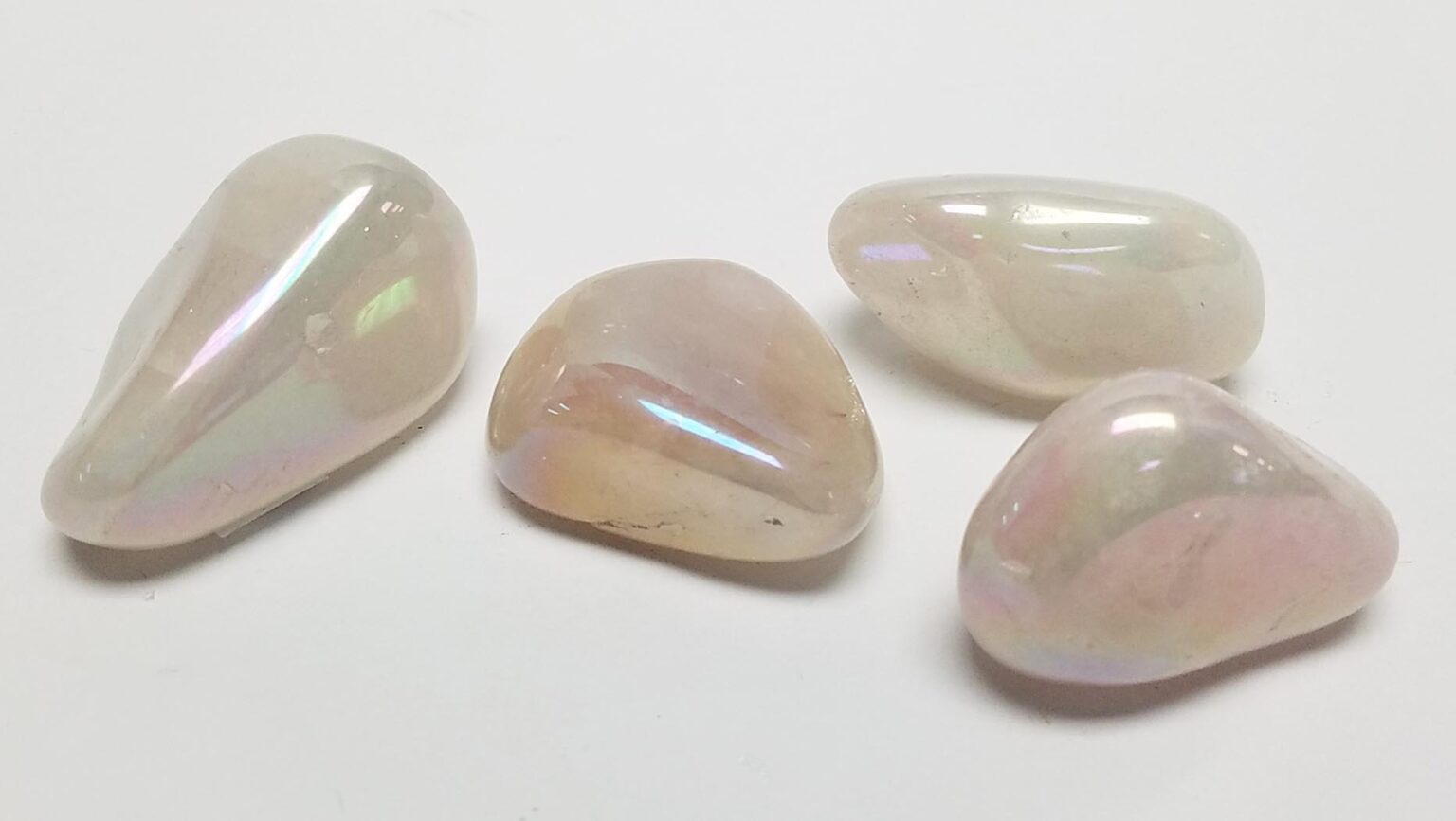 Polished Angel Aura Rose Quartz Pebbles