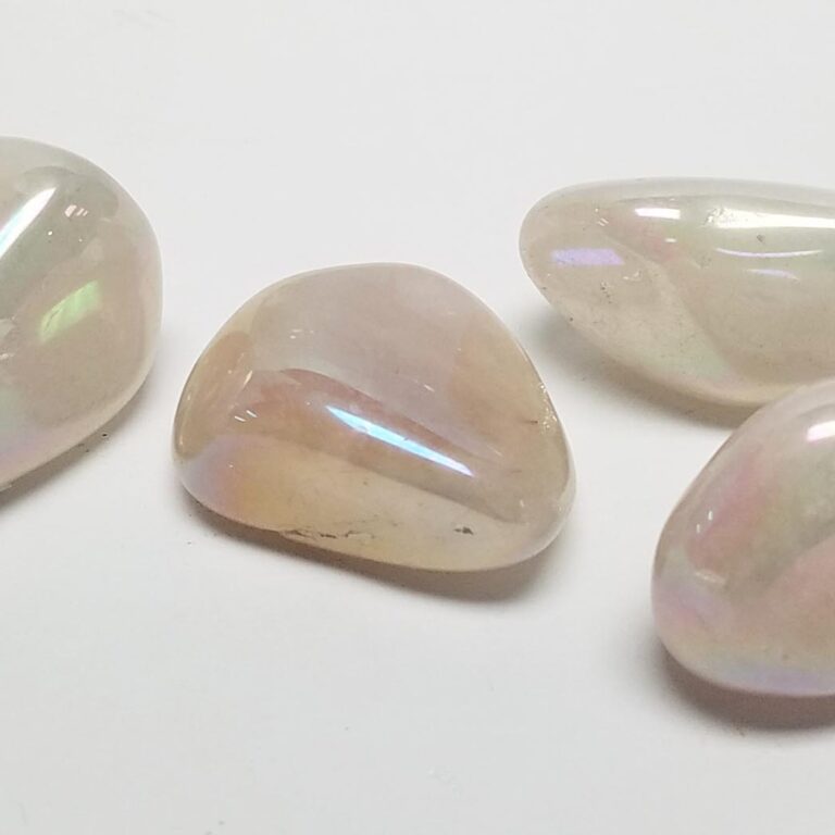 Polished Angel Aura Rose Quartz Pebbles