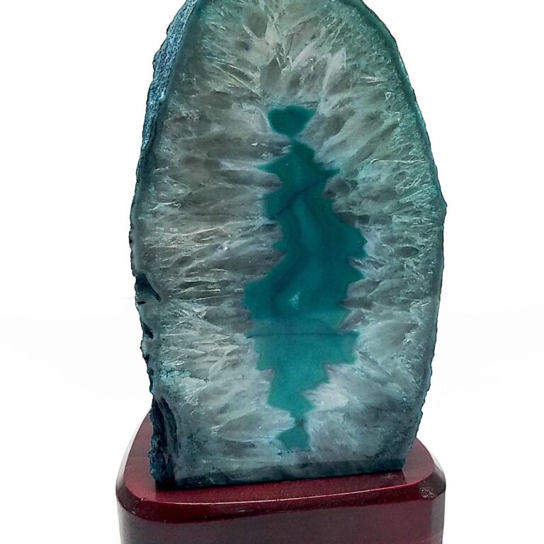 Agate Lamp on Wood Base