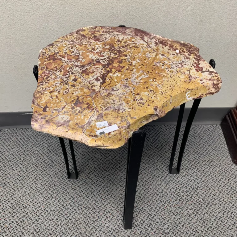 Stone Slab Table on Metal Stands