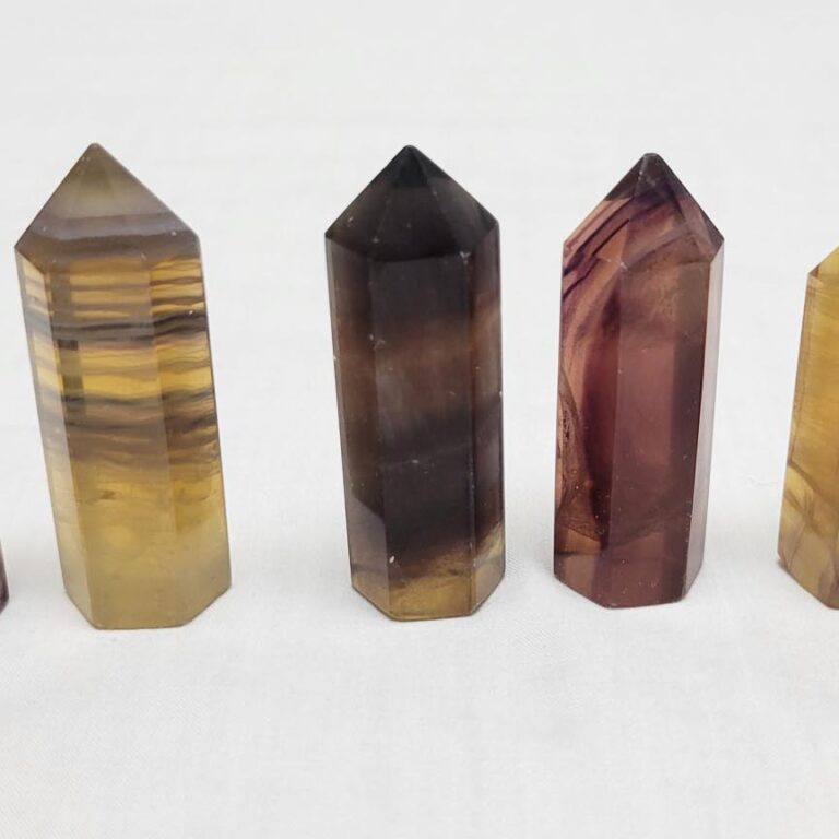 Polished Yellow Striped Fluorite Point