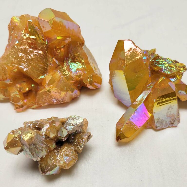 Yellow Aura Quartz Clusters