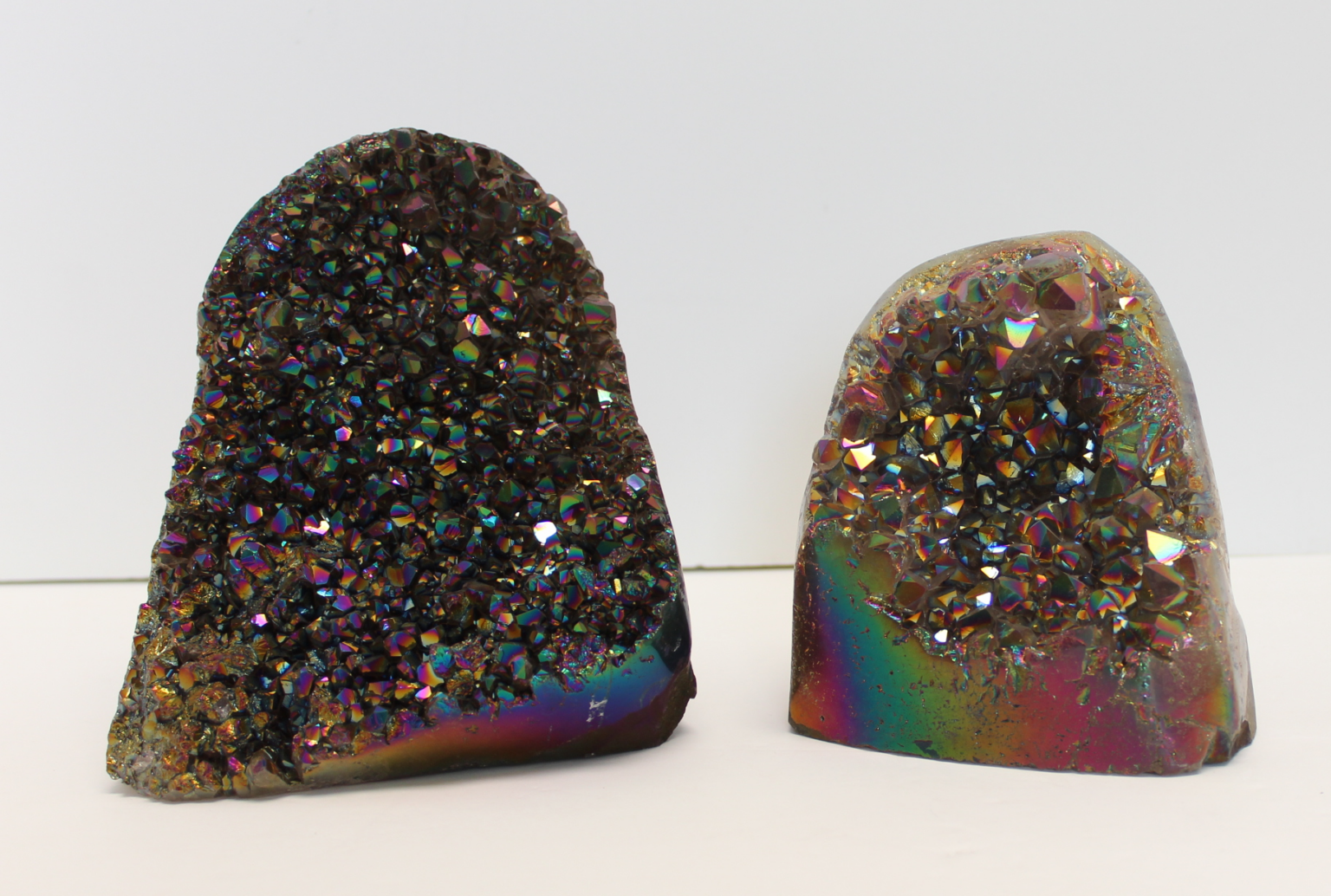 Polished Rainbow Aura Amethyst Clusters