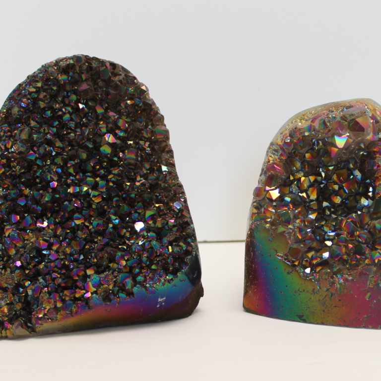 Polished Rainbow Aura Amethyst Clusters