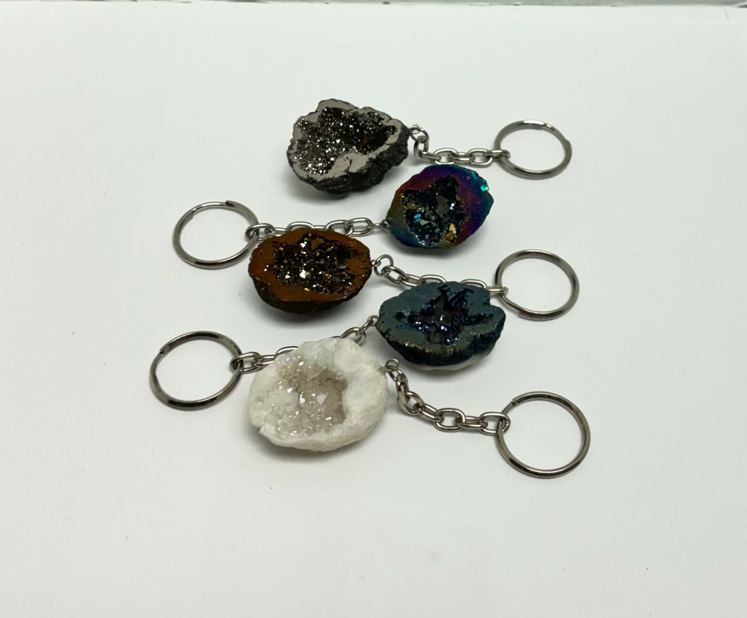 Moroccan Geode Aura Plated Keychains